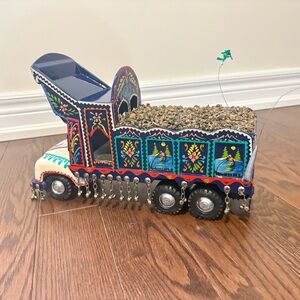 Pakistani Truck Art Miniature Wood Truck 12.75” Folk Art Bajri Decor